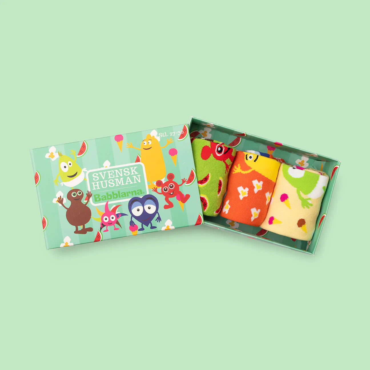 BARNSTRUMPOR - BABBLARNA GRÖN BOX 3-PACK, 19-22